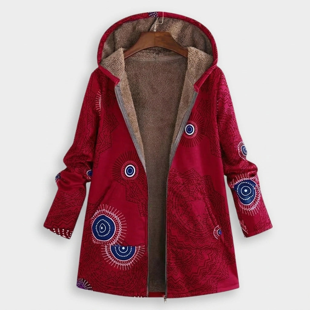 Kennedy | Red Patterned Fleece Coat