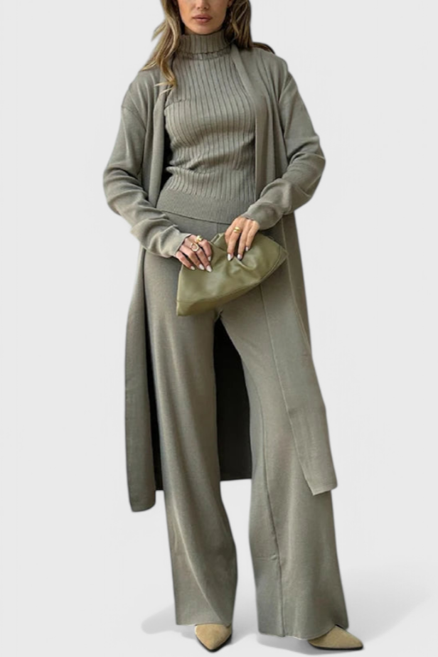 Mahalia Elegant Cut 3-Piece Soft Knit Ensemble