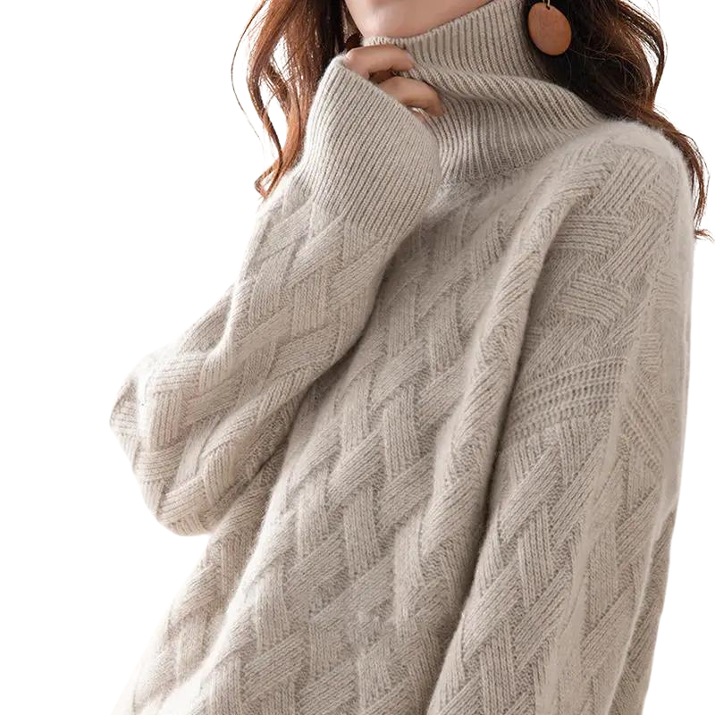 Gisela | Basketweave-Knit Turtleneck Sweater
