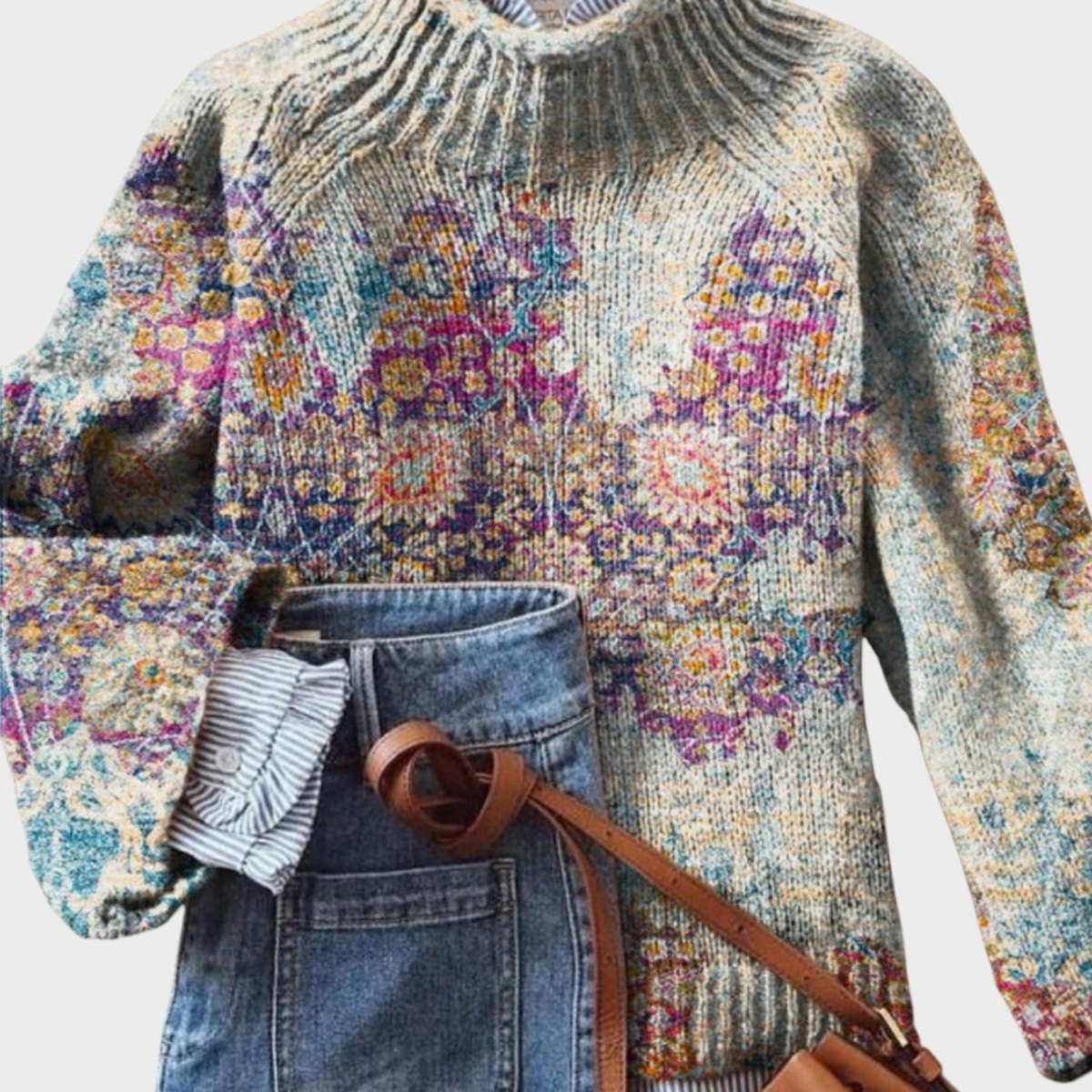 Lorraine | Art Knit Turtleneck Sweater