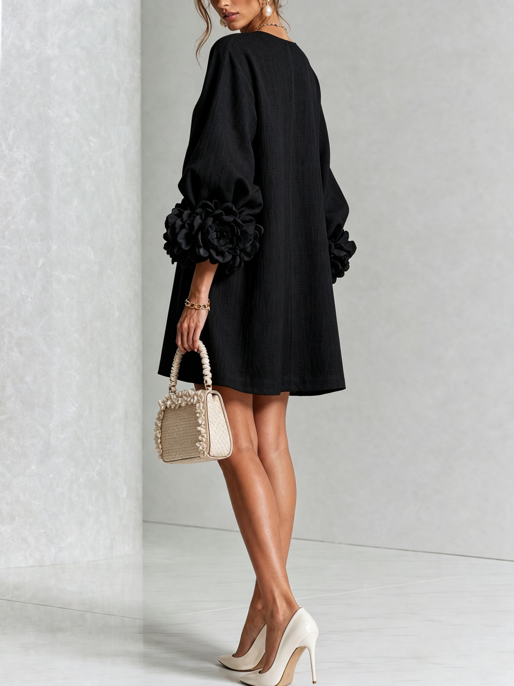 Imarie - Floral Cuff Mini Dress