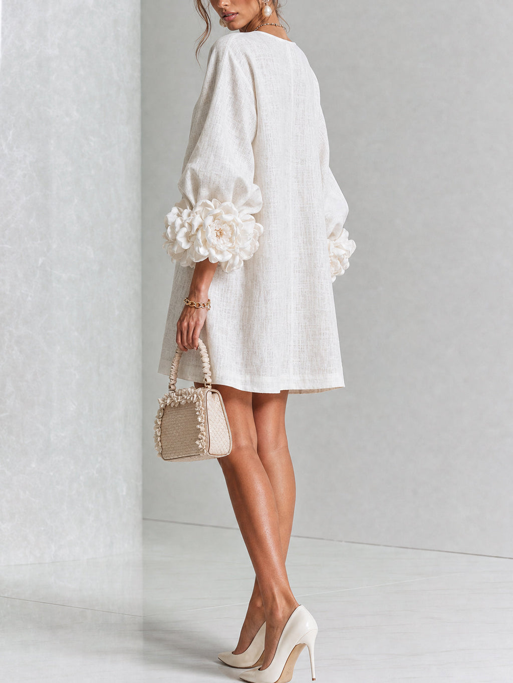 Imarie - Floral Cuff Mini Dress
