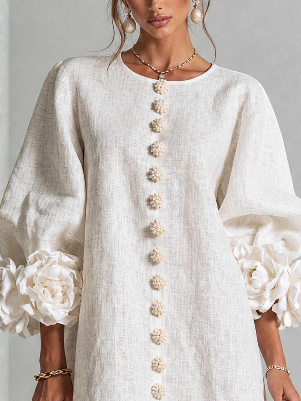 Imarie - Floral Cuff Mini Dress