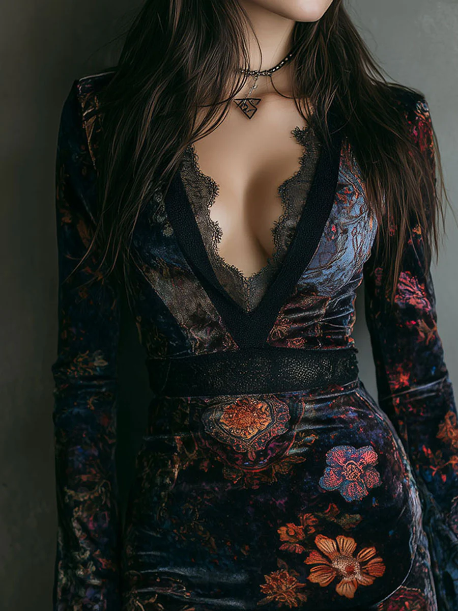 Rosalie – Velvet Floral Mini Dress