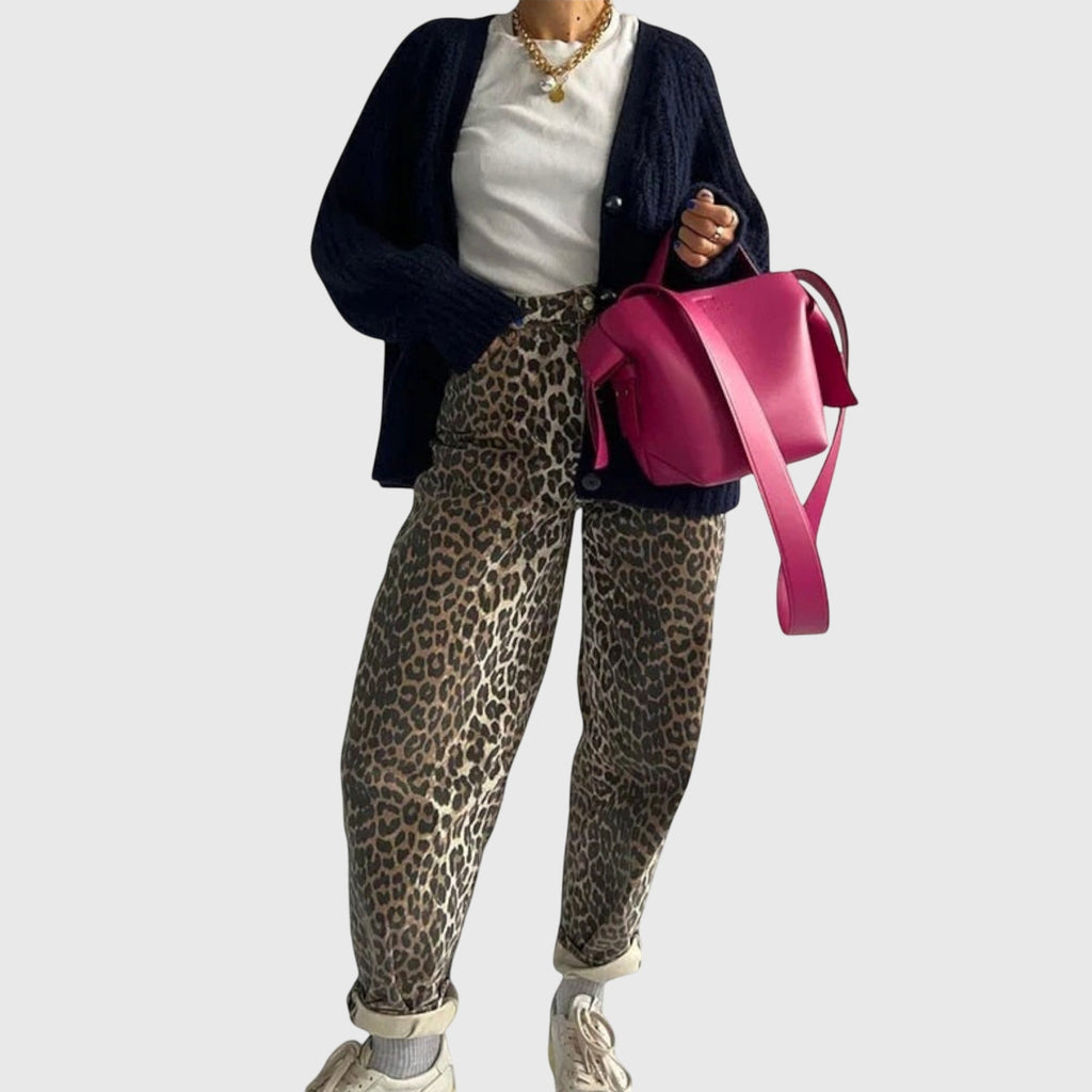 Jamie | Vintage Jeans with Leopard Print