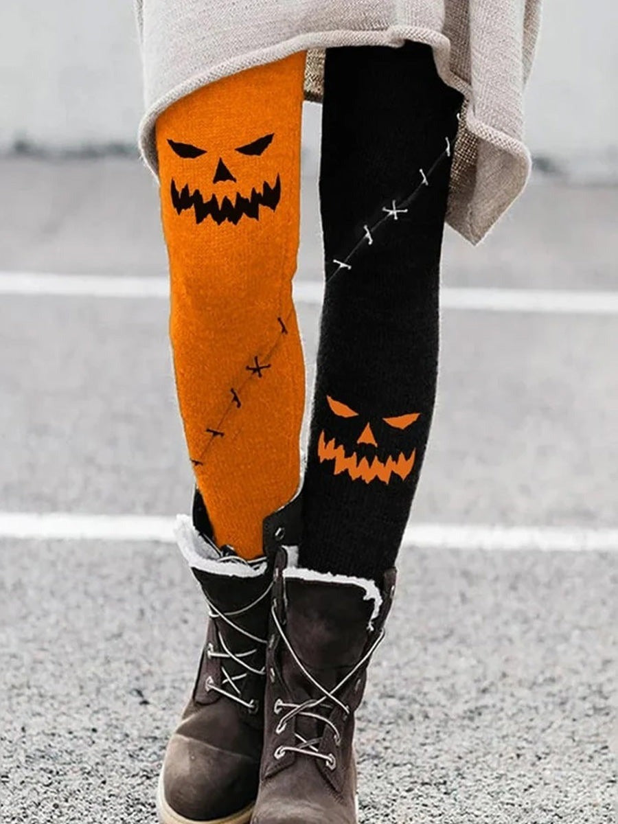 Grace | Orange Halloween-Inspired Elastic Leggings