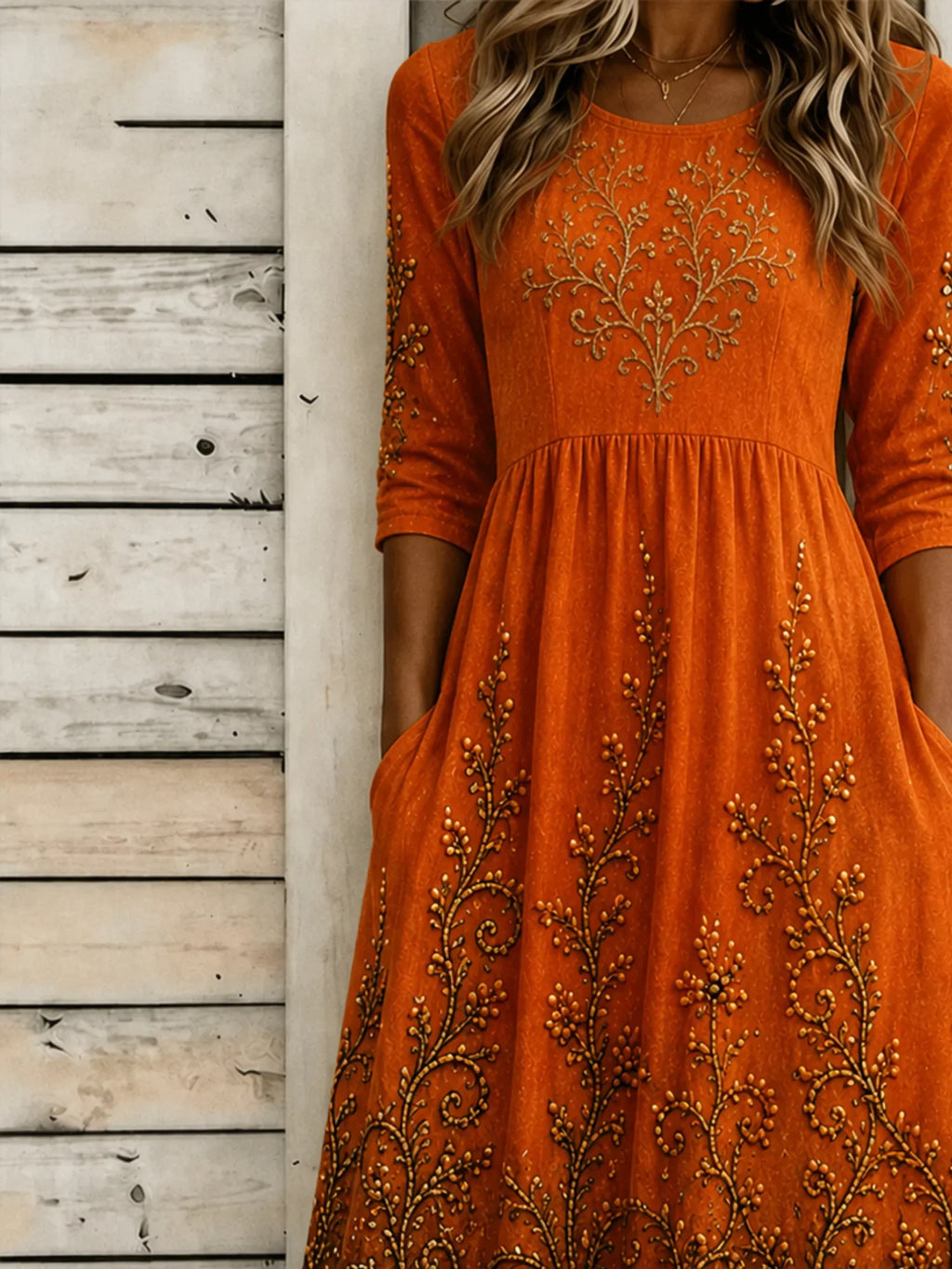 Gemma | Halloween-Inspired Summer Dress Round Neck Half Sleeve A-Line Dress