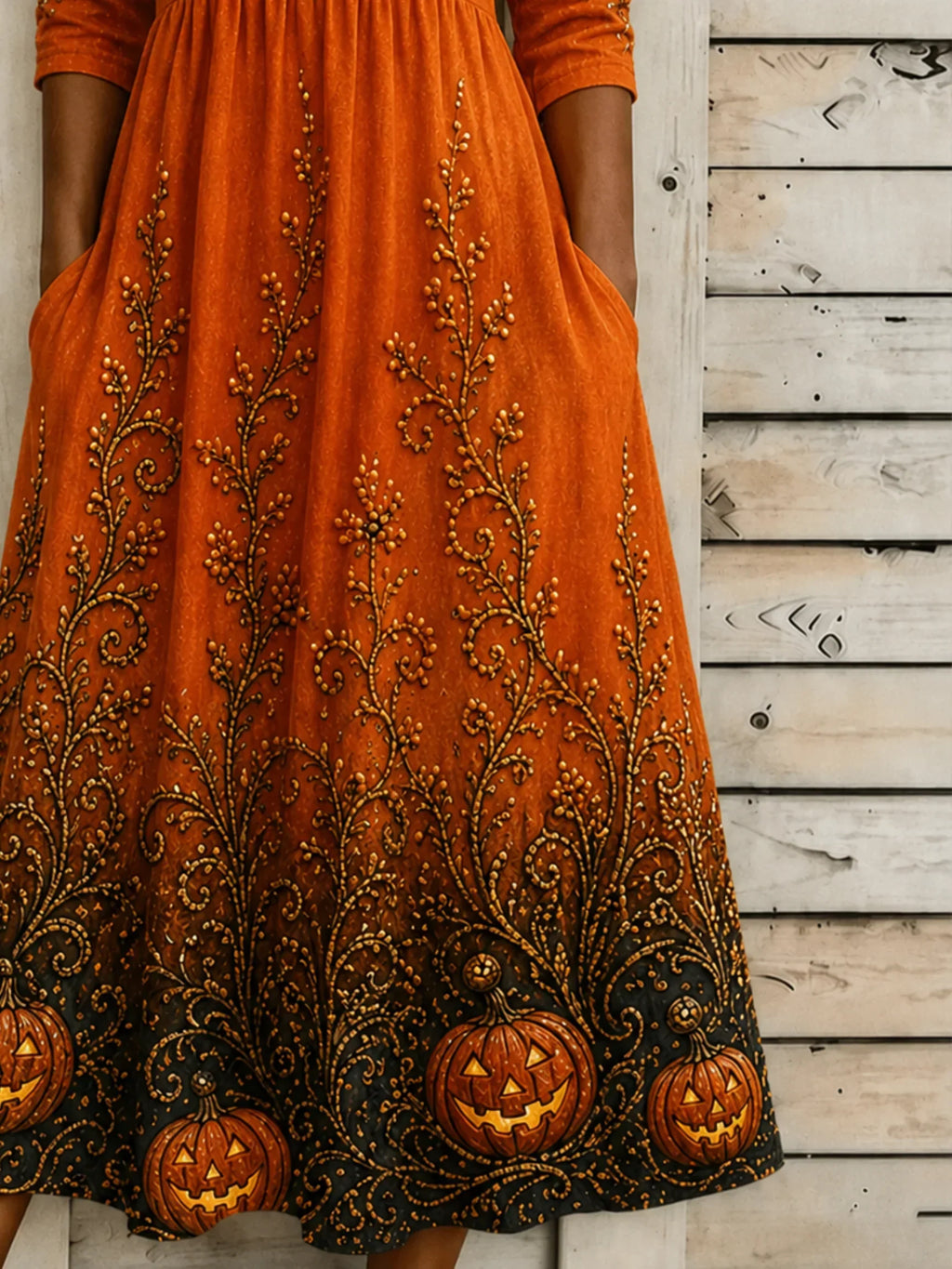 Gemma | Halloween-Inspired Summer Dress Round Neck Half Sleeve A-Line Dress