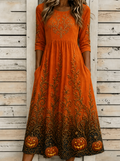 Gemma | Halloween-Inspired Summer Dress Round Neck Half Sleeve A-Line Dress
