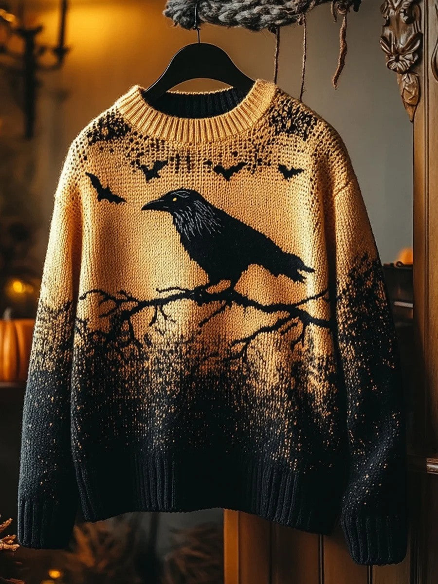 Cristina | Gothic Crow Art Halloween-Inspired Sweater