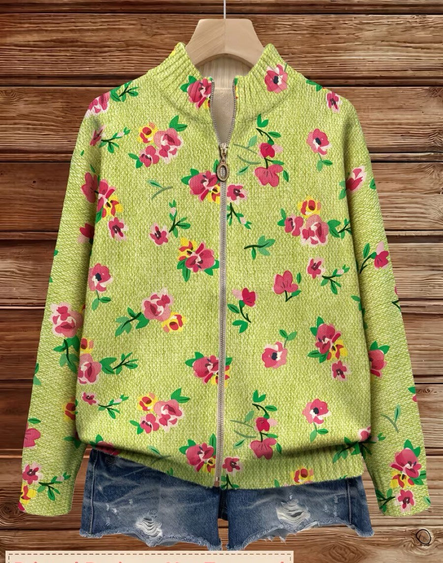 Constance | Floral Zip Cardigan