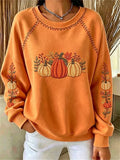 Isabella | Halloween Casual Maple Leaf Round Neck Long Sleeve Sweatshirt
