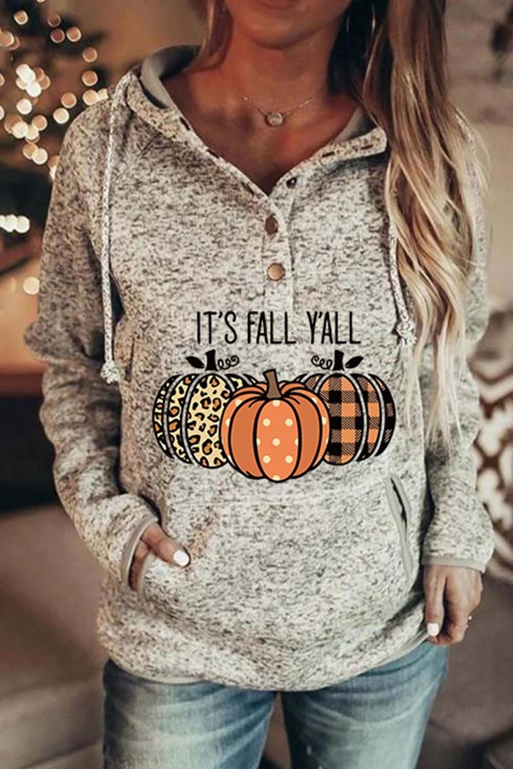 Clara | Halloween Pumpkin Print Hooded Long Sleeve Sweatshirt