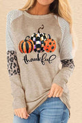 Fernanda | Halloween-Inspired Pumpkin Print Patchwork Sweatshirt