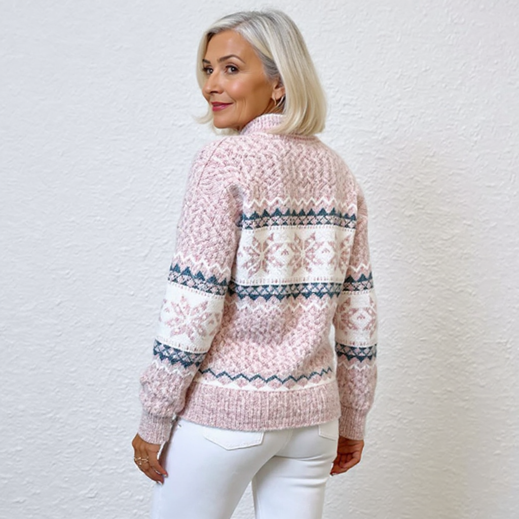 Astrid | Fair Isle Shawl-Collar Sweater