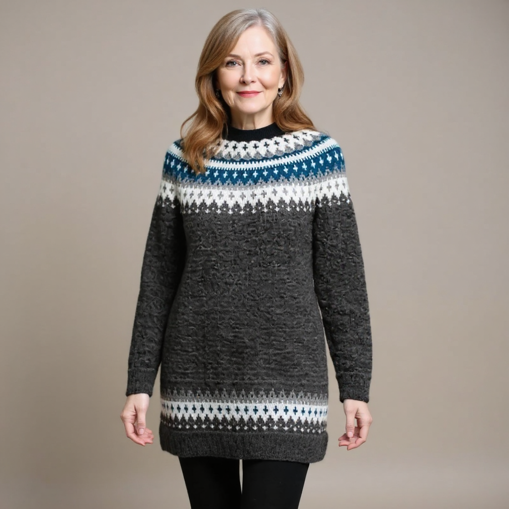Hiltrud | Longline Fair Isle Yoke Sweater