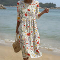 Hope - Maxi Dress with Round Neck and Floral Print