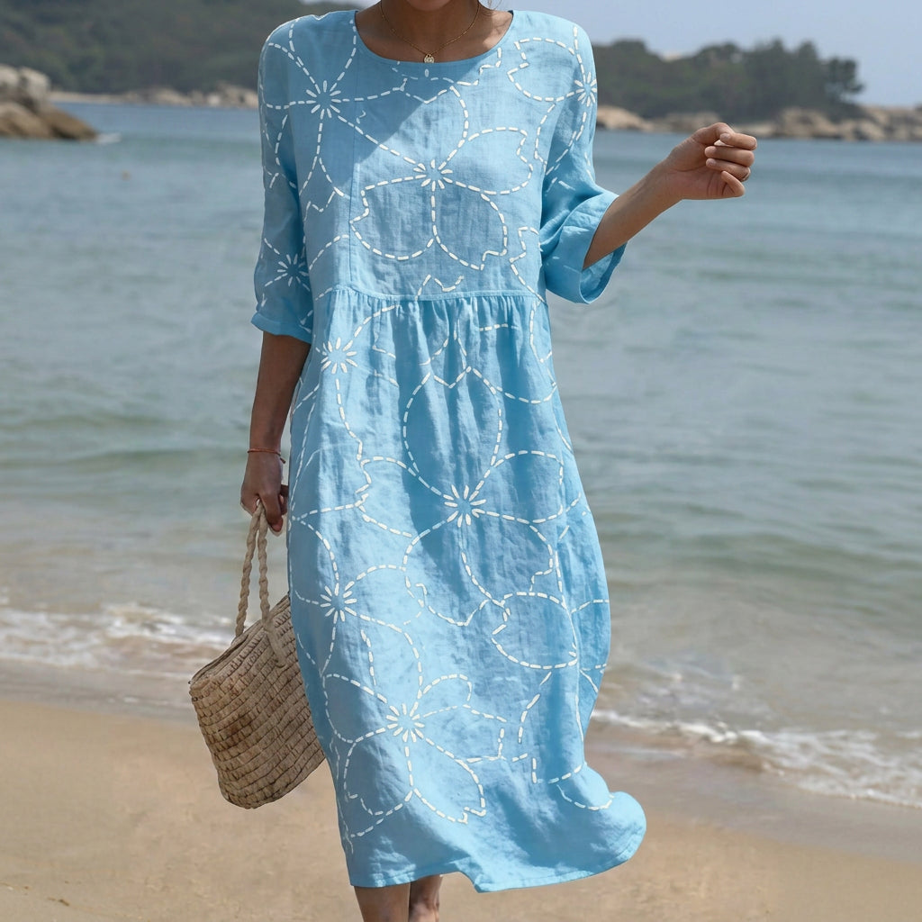 Jessica - Maxi Dress with Round Neck and Print