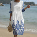 Abigail - Round Neck Maxi Dress with Print