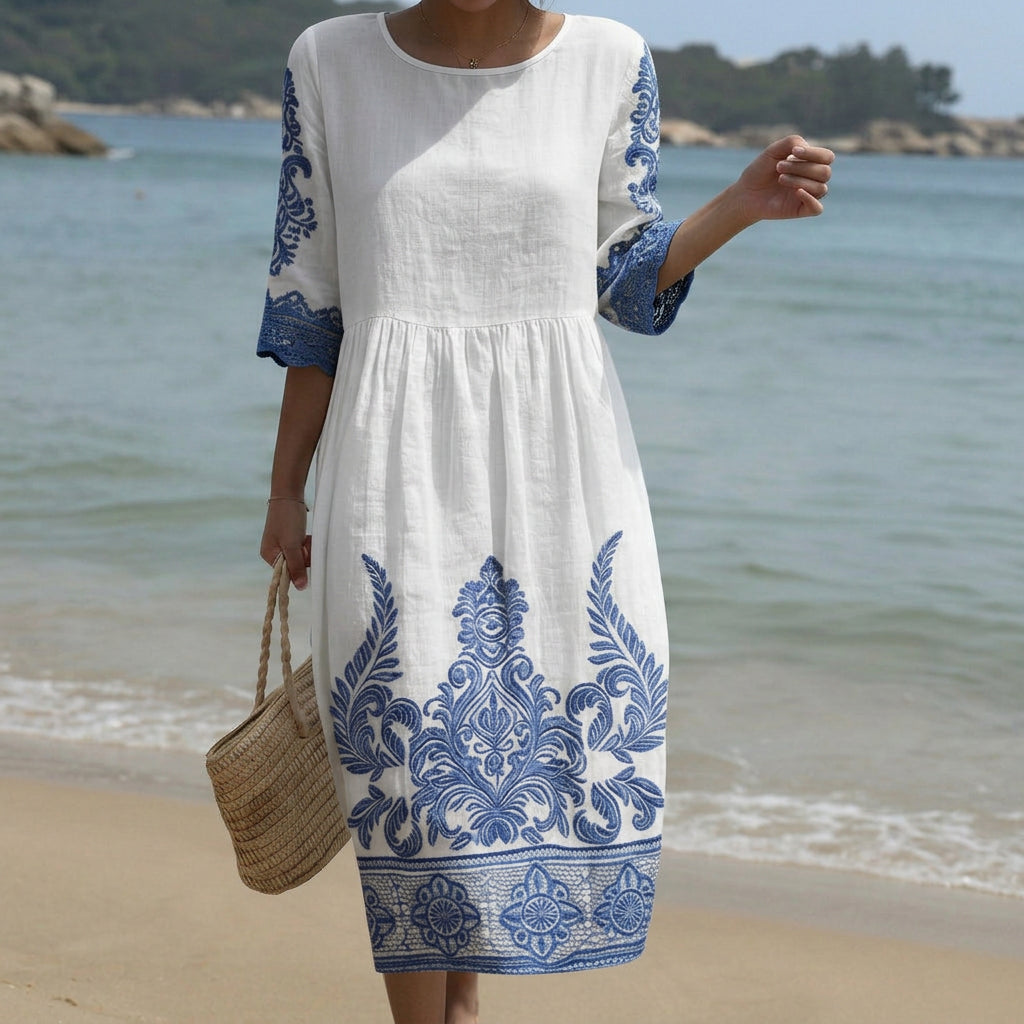 Abigail - Round Neck Maxi Dress with Print