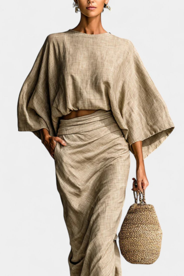 Marlon Long Sleeve Casual Ensemble with Flowing Maxi Skirt