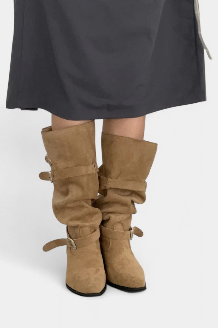 Ruya Pointed Toe High Boots with Modern Western Flair