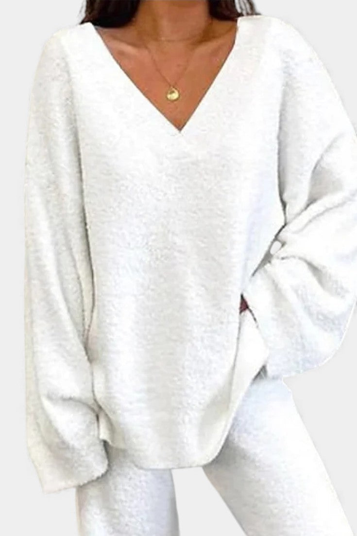 Siléale Cozy V-Neck Two-Piece Daily Outfit