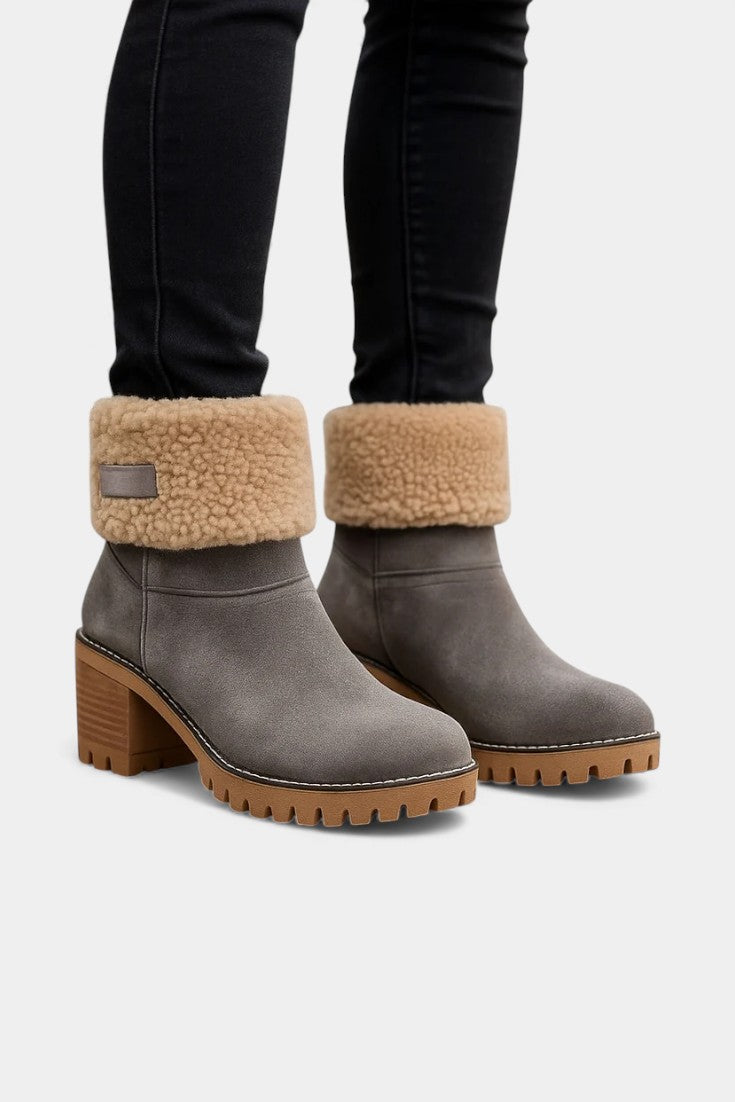 Luise Sienna Faux Fur Block Heel Ankle Boots