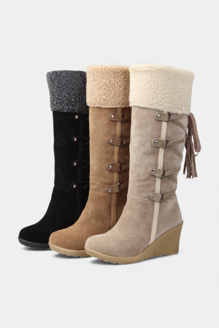 Palmyre Wedge-Heeled Winter Boots with Cozy Fur Lining