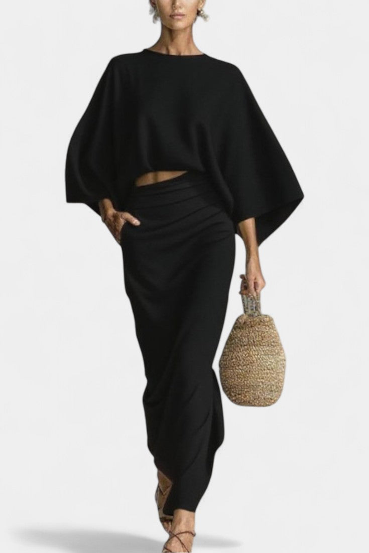 Marlon Long Sleeve Casual Ensemble with Flowing Maxi Skirt