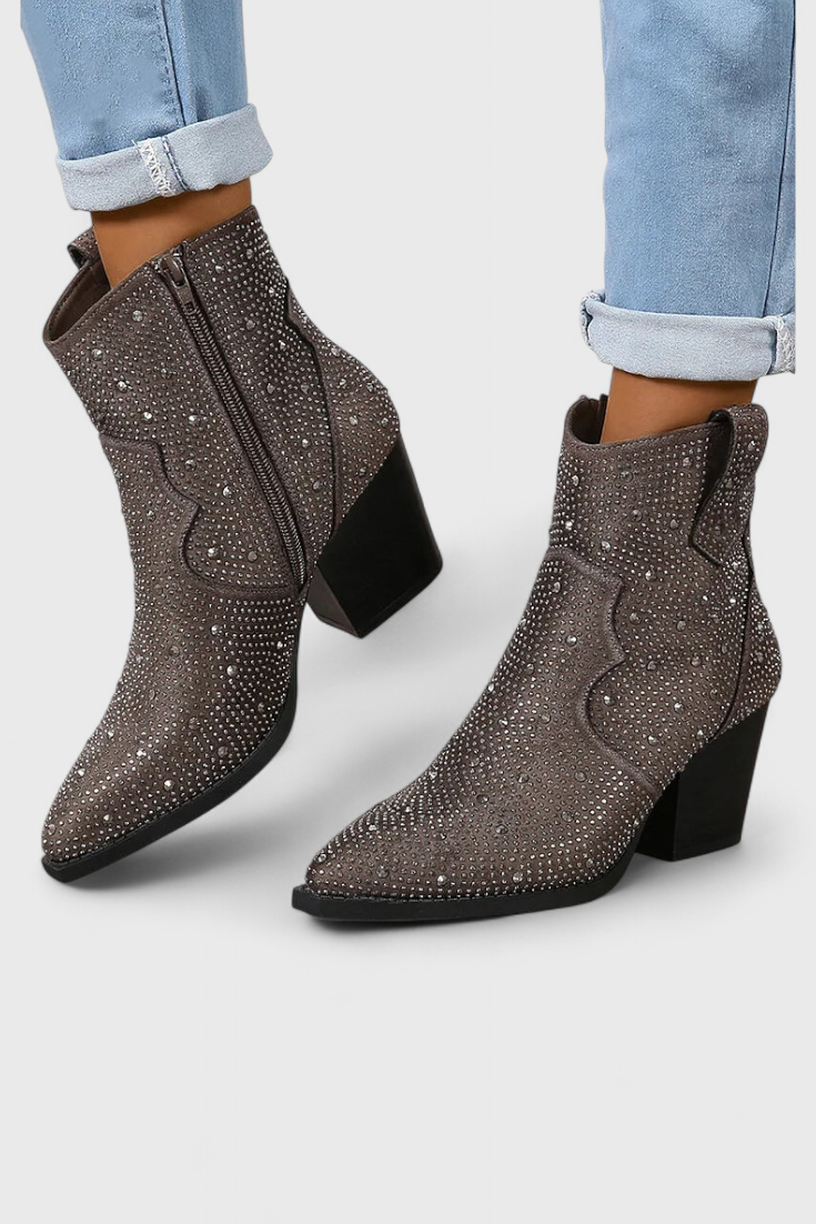 Berenice Zippered Patchwork Boots with Durable Sole