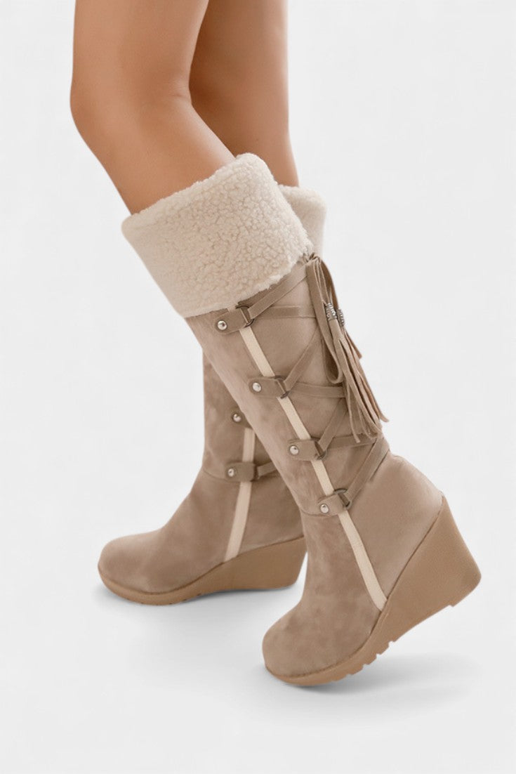 Palmyre Wedge-Heeled Winter Boots with Cozy Fur Lining