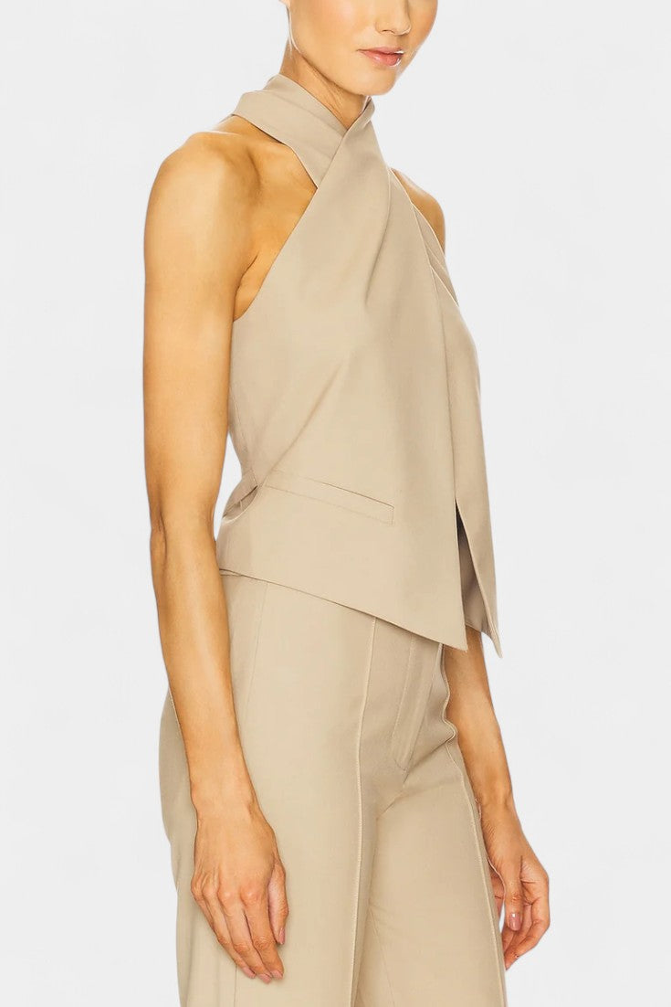 Somina Cross-Strap Ensemble with Chic Straight-Leg Trousers