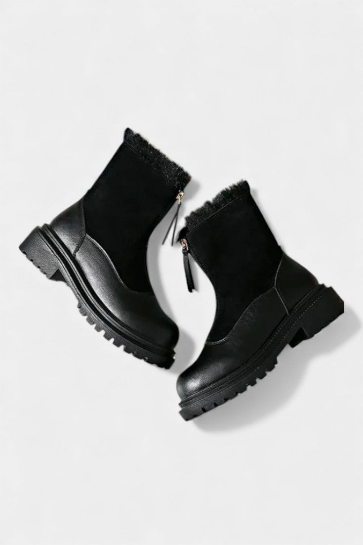 Gertrud Cleated Sole Boots with Faux Fur Trim