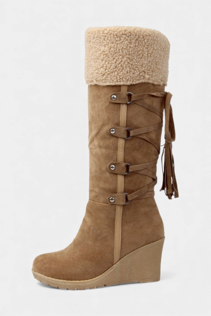 Palmyre Wedge-Heeled Winter Boots with Cozy Fur Lining