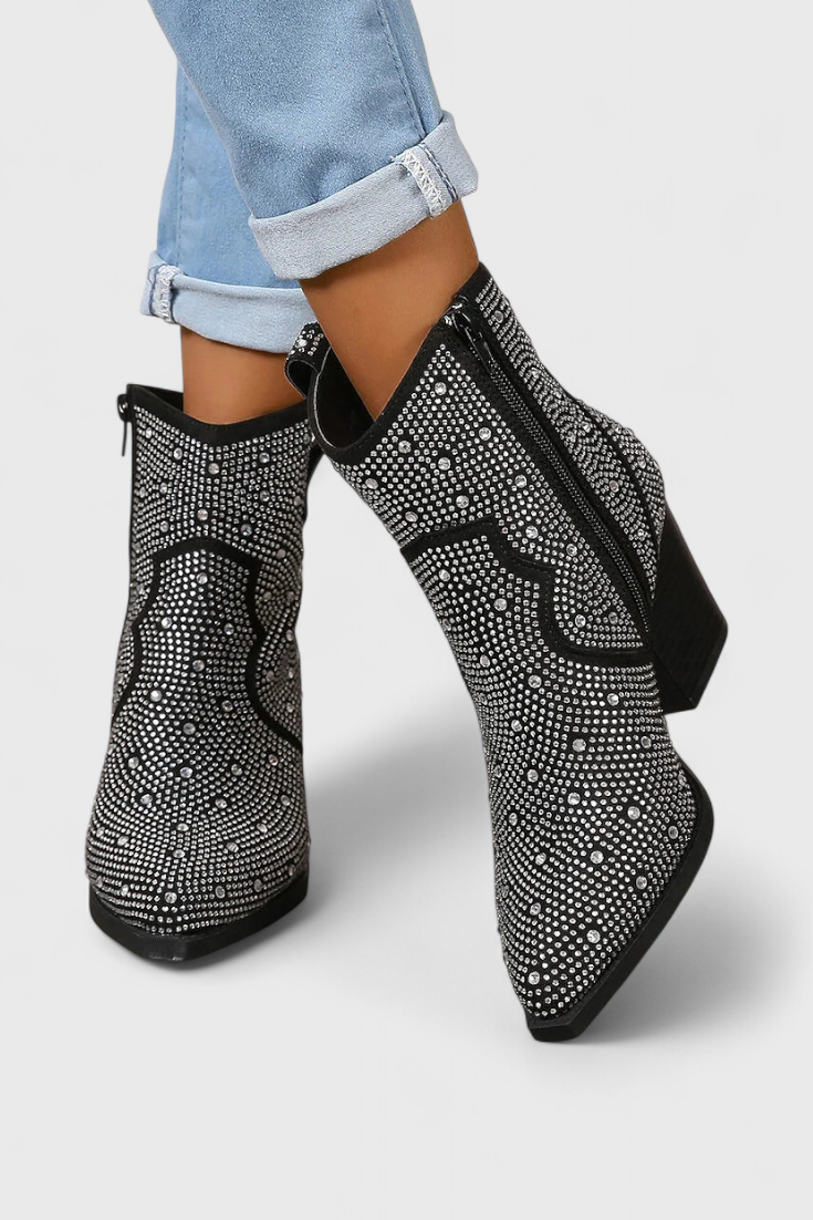 Berenice Zippered Patchwork Boots with Durable Sole