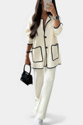 Xandra Two-Piece Ensemble: Trimmed Jacket and Casual Pants