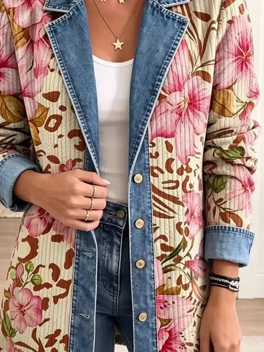 Luna | Retro Floral Leopard-Print Jacket