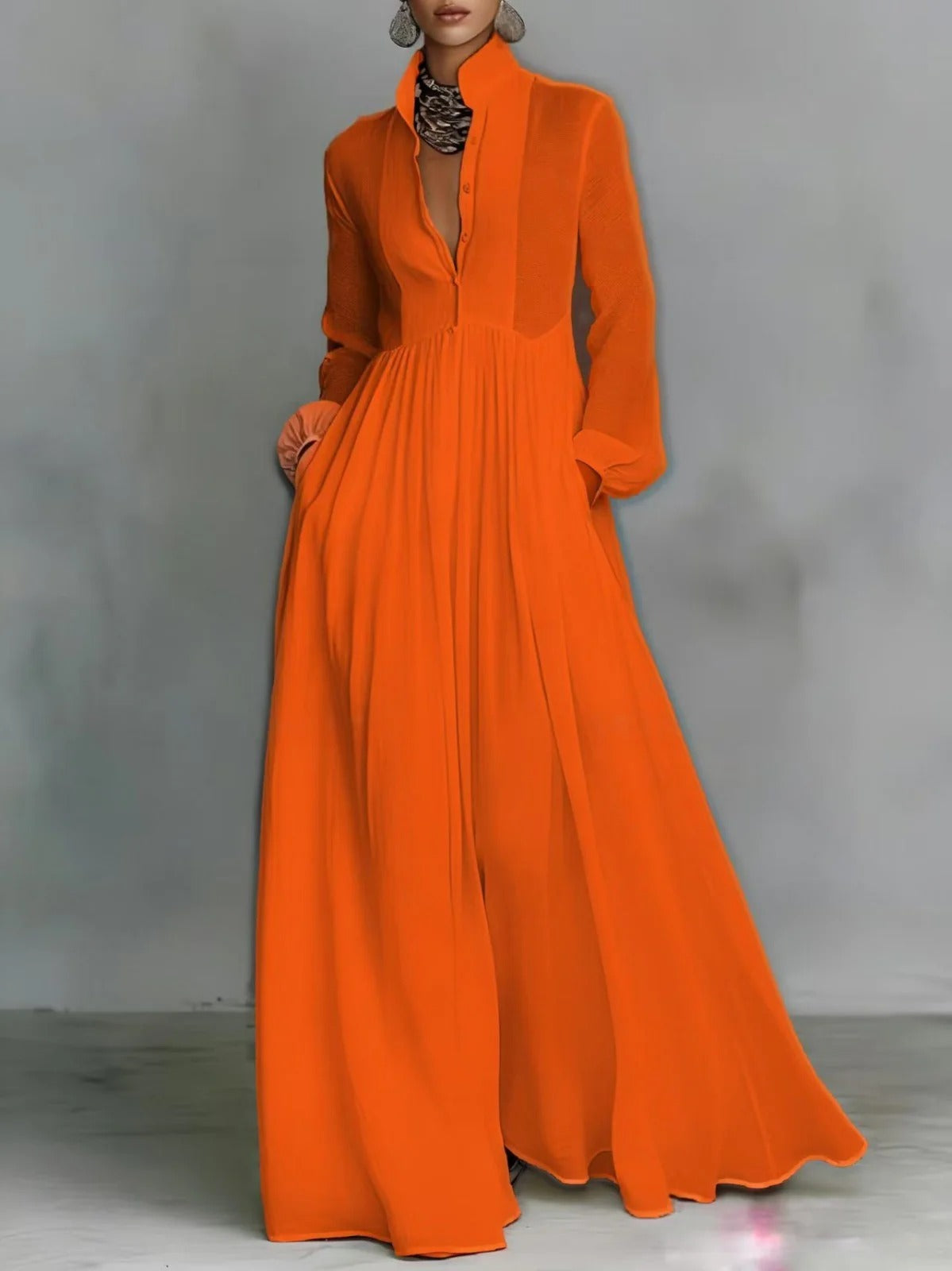 Kristen - Flowing Button-Front Maxi Dress