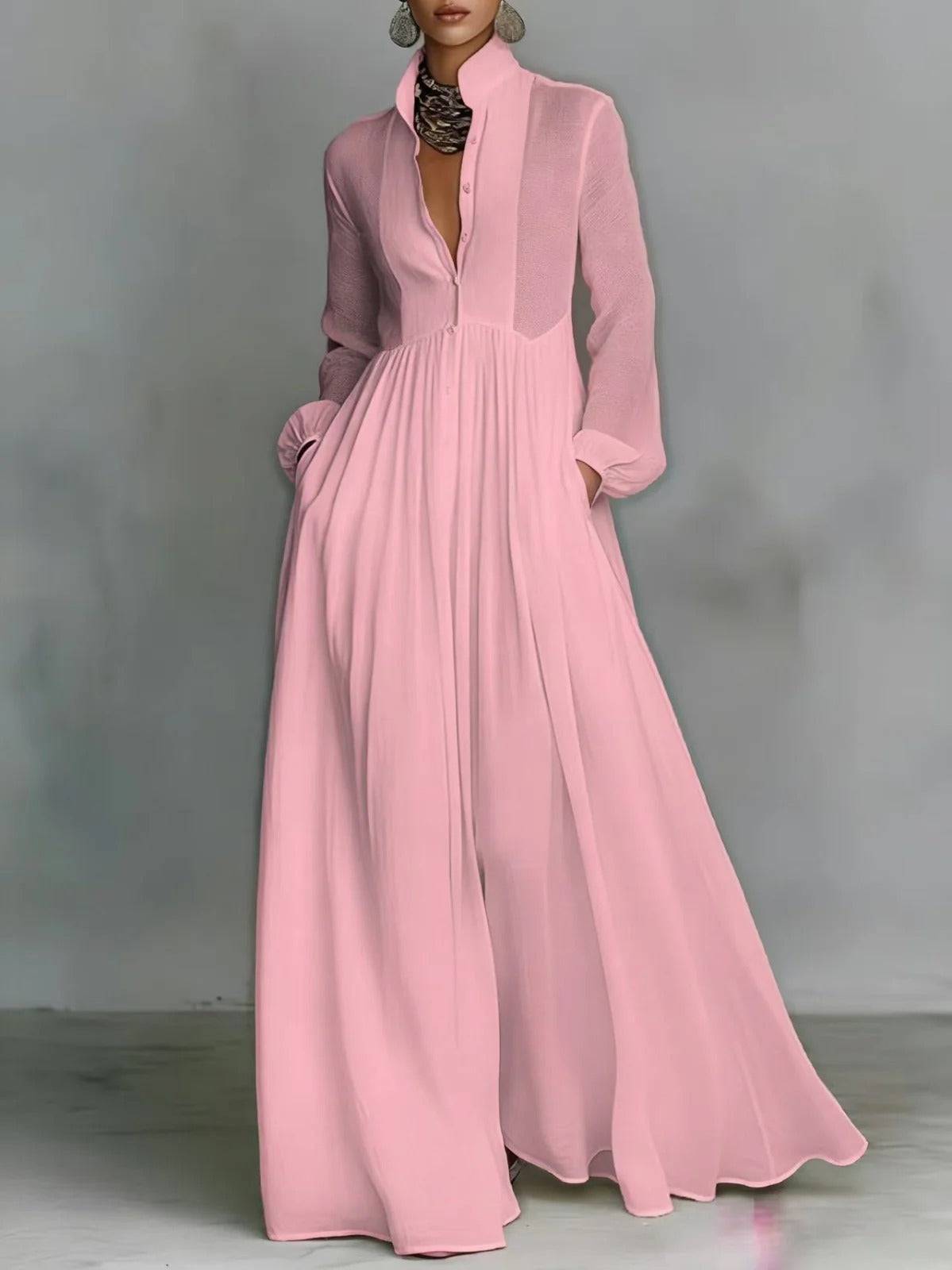 Lily - Flowing Button-Front Maxi Dress