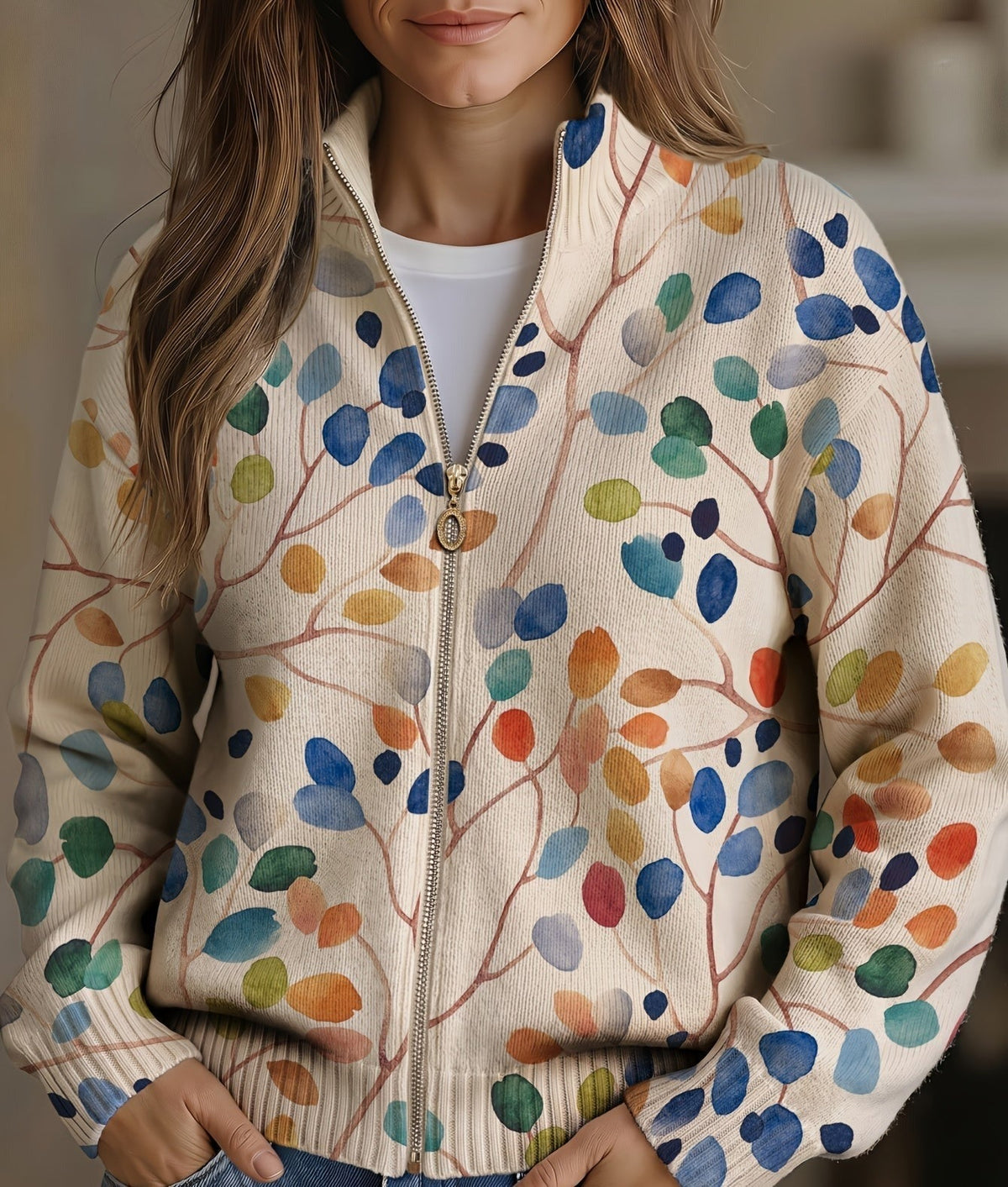 Imogene | Botanical Zip Cardigan