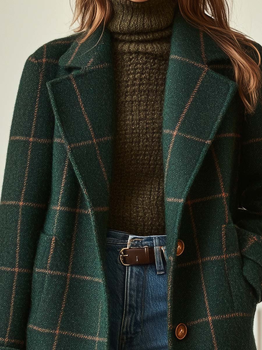 Paige | Plaid Wool-Blend Lapel Coat