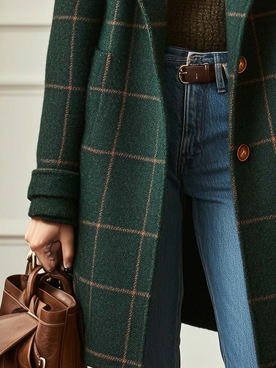 Paige | Plaid Wool-Blend Lapel Coat