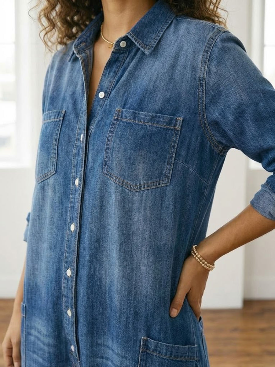 Flora | Cotton Denim Jumpsuit