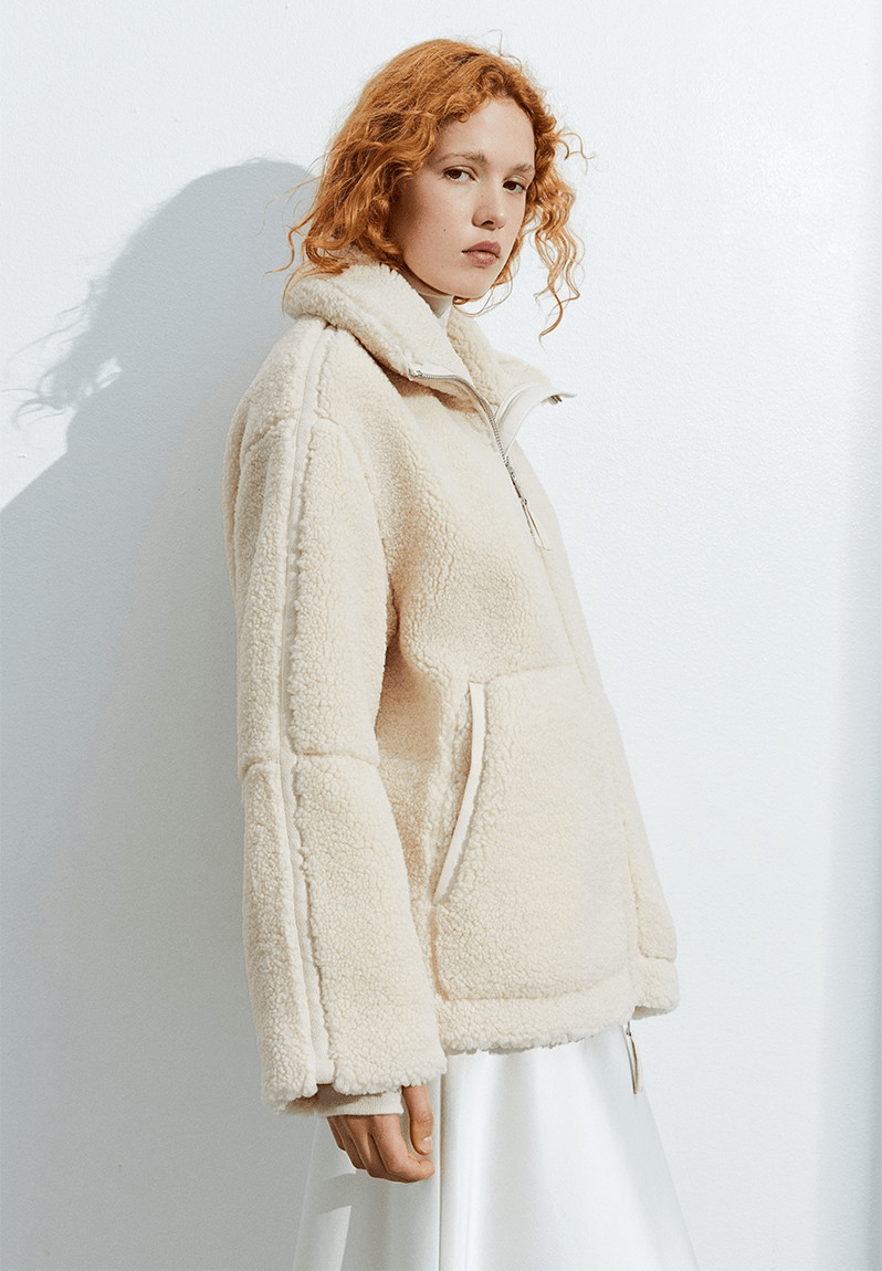 Amanda | Oversized Teddy Jacket with Stand Collar