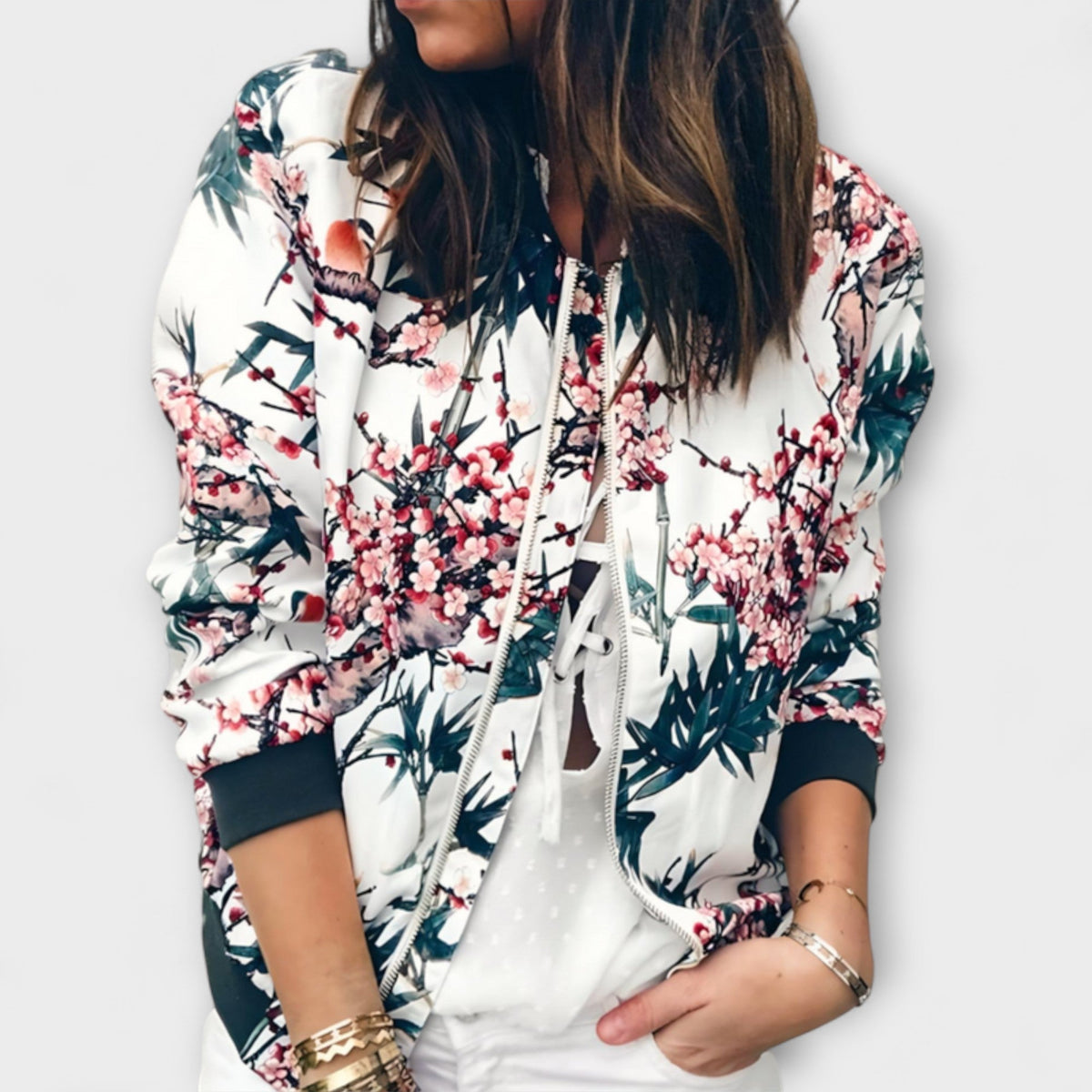 Courtney | Floral Bomber Jacket