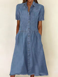 Caroline | Short-Sleeve Denim Dress