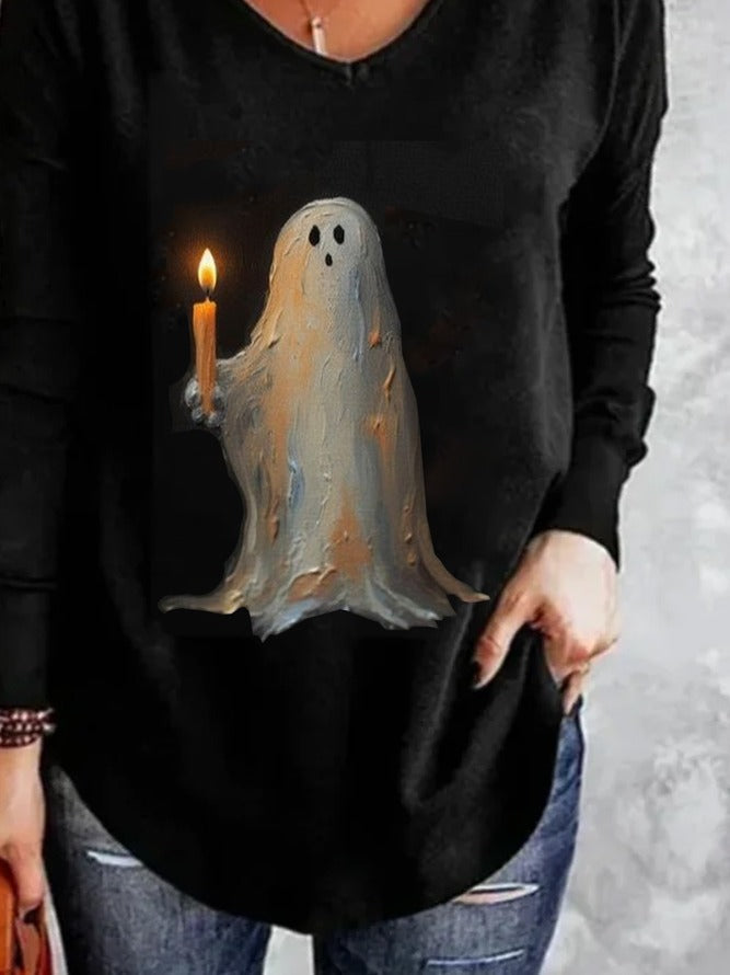 Valentina | Loose V Neck Halloween-Inspired T-Shirt