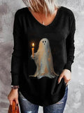 Valentina | Loose V Neck Halloween-Inspired T-Shirt